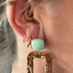 Boucles d'oreilles rectangle verte