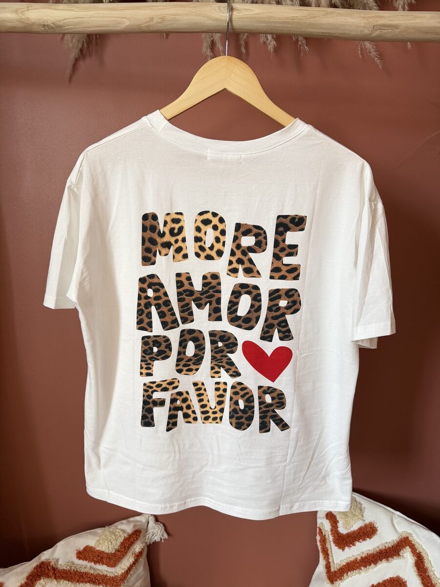 T-shirt Blanc Imprimé "More Amor Por Favor" – Image 2