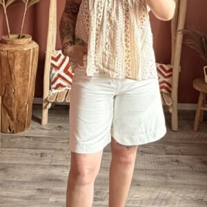Short en denim blanc taille haute coupe droite femme – Le Dress BY L.A